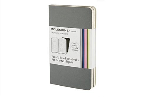 Moleskine Volant Notebook (Set of 2 ), Extra Small, Ruled, Slate Grey, Paynes Grey, Soft Cover (2.5 X 4) (Other)