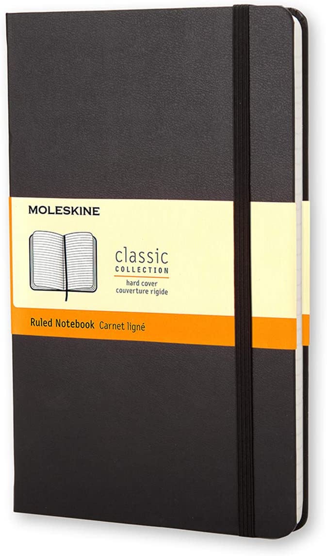 Moleskine Classic Notebook, Large, Ruled, Black, Hard Cover (5 X 8.25) (Imitation Leather)