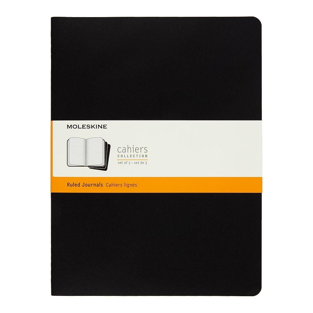 Moleskine Cahier Journal (Set of 3), Extra Large, Ruled, Black, Soft Cover (7.5 X 10) Set of 3 Ruled Journals