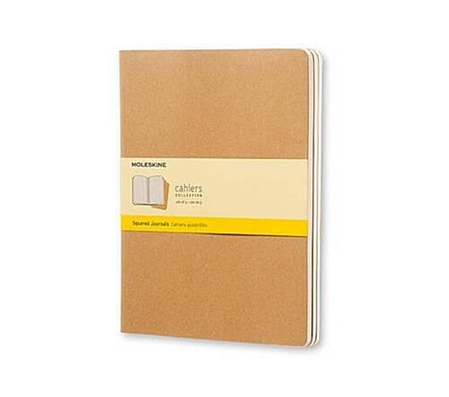 Moleskine Cahier Journal (Set of 3), Extra Large, Squared, Kraft Brown, Soft Cover (7.5 X 10) (Paperback)