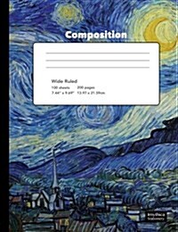 Starry Night Van Gogh Composition Book Wide Ruled Notebook (Paperback, NTB)