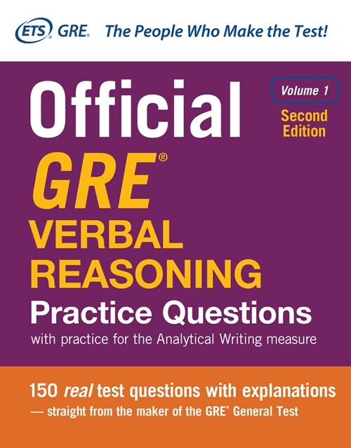 [중고] Official GRE Verbal Reasoning Practice Questions, Second Edition, Volume 1 (Paperback, 2)