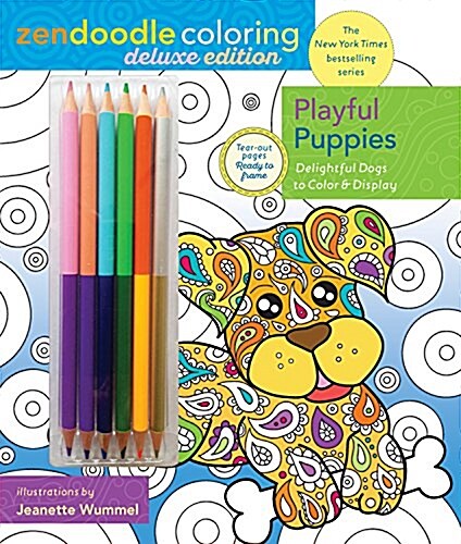 Zendoodle Coloring: Playful Puppies: Deluxe Edition with Pencils (Paperback)