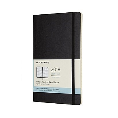 Moleskine 12 Month Monthly Planner, Large, Black, Soft Cover (5 X 8.25) (Desk)