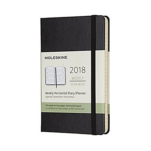Moleskine 12 Month Weekly Horizontal Planner, Pocket, Black, Hard Cover (3.5 X 5.5) (Desk)