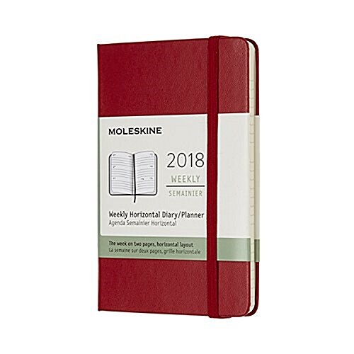 Moleskine 12 Month Weekly Horizontal Planner, Pocket, Scarlet Red, Hard Cover (3.5 X 5.5) (Desk)