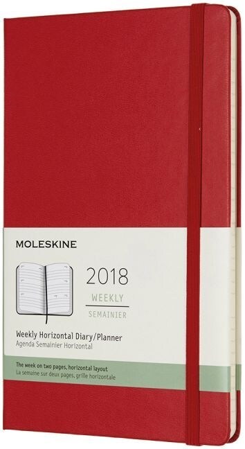 Moleskine 12 Month Weekly Horizontal Planner, Large, Scarlet Red, Hard Cover (5 X 8.25) (Desk)