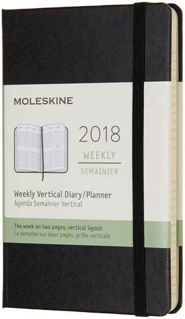 Moleskine 12 Month Weekly Vertical Planner, Pocket, Black, Hard Cover (3.5 X 5.5) (Desk)
