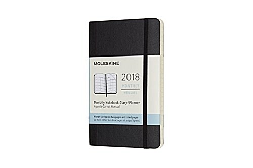 Moleskine 12 Month Monthly Planner, Pocket, Black, Soft Cover (3.5 X 5.5) (Desk)