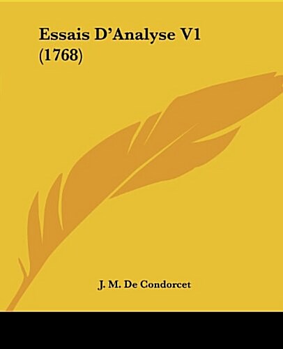 Essais DAnalyse V1 (1768) (Paperback)