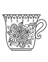 Blank Book Journal: Cup Zentangle Cover Diary Notebook: 8.5 X 11 Size 120 Gray Lined Pages! Color the Cover! (Paperback)