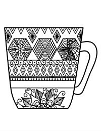 Blank Book Journal: Cup Zentangle Cover Diary Notebook: 8.5 X 11 Size 120 Gray Lined Pages! Color the Cover! (Paperback)