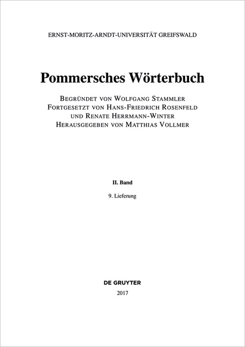 Pommersches Worterbuch. Band II, 9. Lieferung (Paperback)