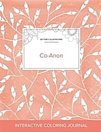 Adult Coloring Journal: Co-Anon (Butterfly Illustrations, Peach Poppies) (Paperback)