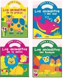 Pinta y pega Los animalitos / Color and Paste Little Animals (Paperback, NOV, PCK, Set)