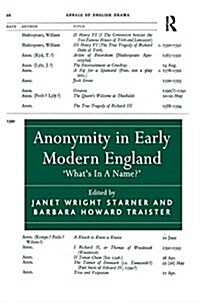 Anonymity in Early Modern England : Whats In A Name? (Paperback)