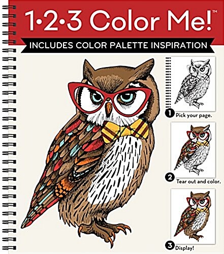 1-2-3 Color Me! (Adult Coloring Book with a Variety of Images - Owl Cover) (Spiral)