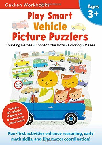 Play Smart Vehicle Picture Puzzlers Age 3+: Preschool Activity Workbook with Stickers for Toddlers (Paperback)