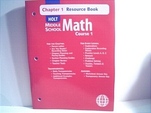 Holt Middle School Math: Course 1, Chapter 8, Resource Book (Paperback)
