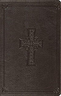 ESV Large Print Thinline Bible (Trutone, Charcoal, Celtic Cross Design) (Imitation Leather)