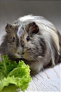 Cute Brown Guinea Pig Pet with a Lettuce Leaf Journal: 150 Page Lined Notebook/Diary (Paperback)