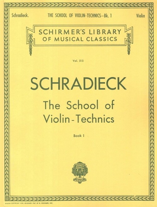 Schradieck : School of Violin Technics Book. 1