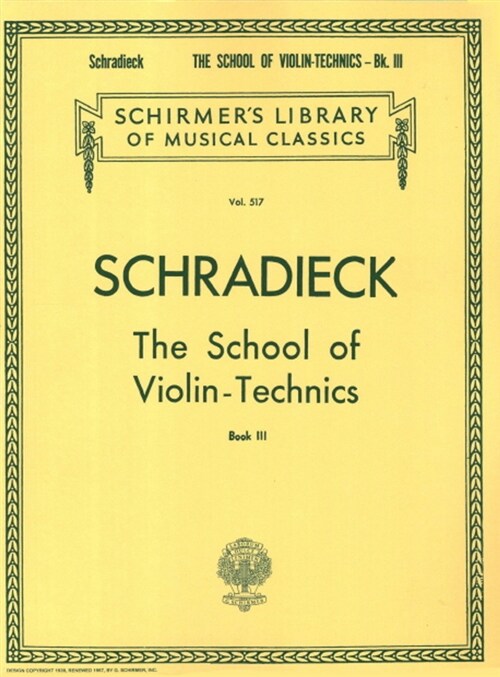 Schradieck : School of Violin Technics Book. 3