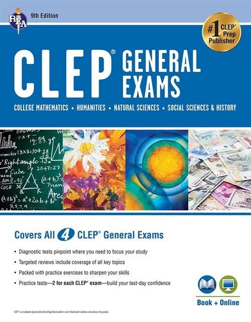 Clep(r) General Exams Book + Online, 9th Ed. (Includes College Math, Humanities, Natural Sciences, and Social Sciences & History) (Paperback, 9, Ninth Edition)
