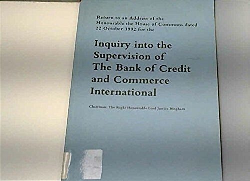 Inquiry into Supervision of the Bank of Credit and Commerce International (Paperback)