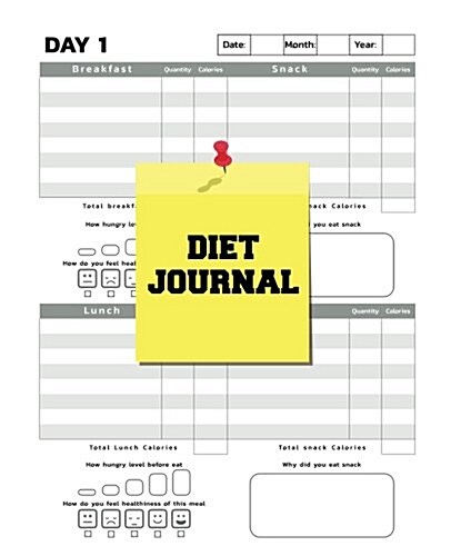 Diet Journal: 7.5x9.25 Undated Daily Food Tracker with 60 Days Challenge(120 Pages) - Food Journal Weight Watchers Log Book - Vol.1: (Paperback)